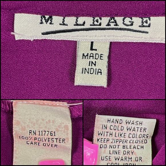 Mileage Partial Zip Up Sleeveless Chiffon Tank Top Bundle Size L Orange Purple - Picture 10 of 15